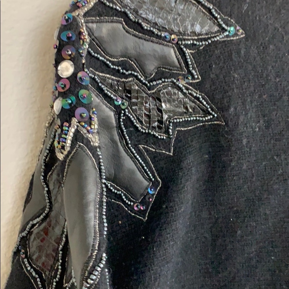 Vintage Black Cowl Neck Sweater with Embellishments - Picture 13 of 16